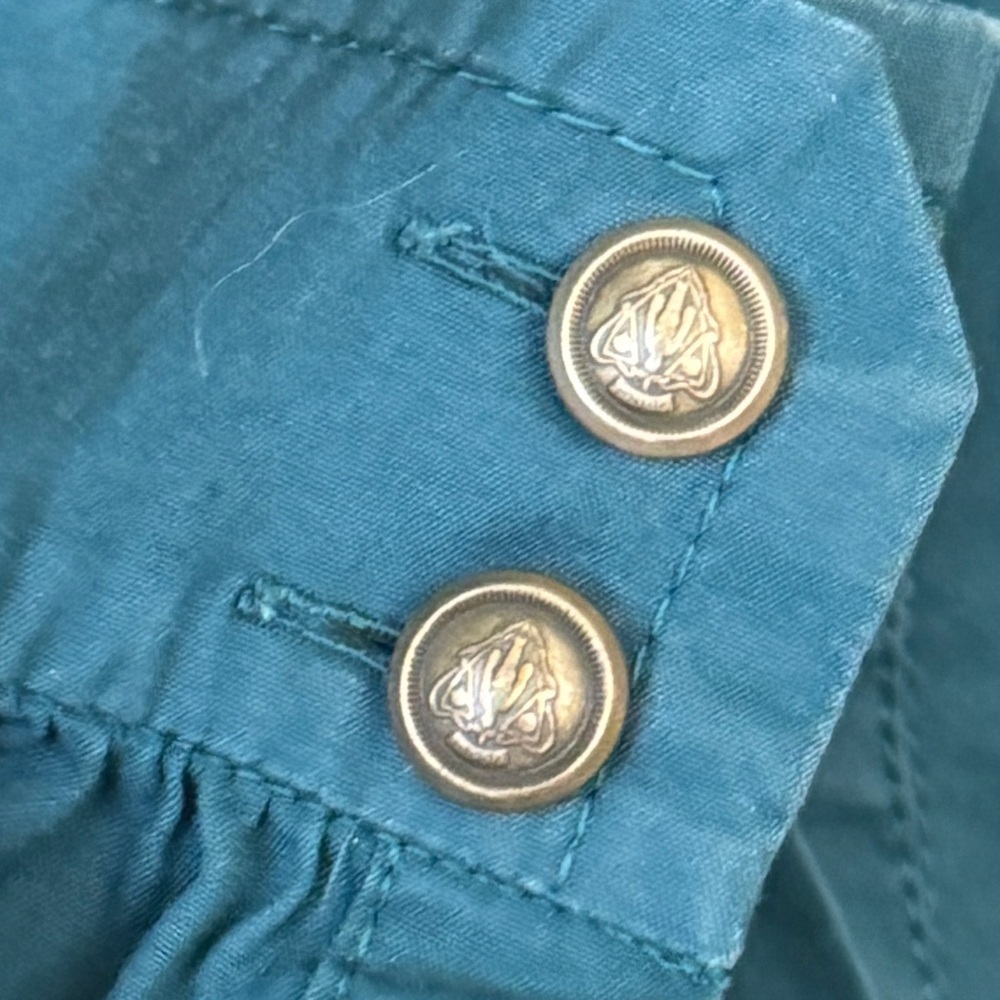 Vintage Gucci teal button up shirt blouse long sleeve top emerald brass work - Picture 11 of 13